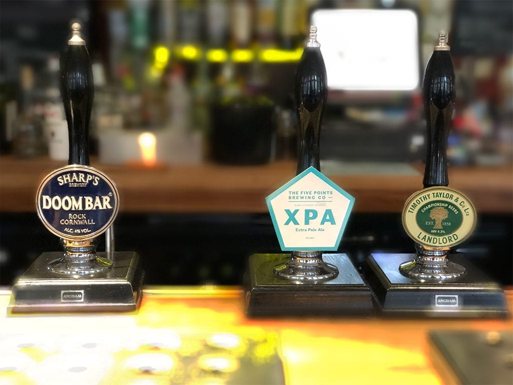 XPA ale and Timothy Taylor Landlord with a Doom Bar pump at The Harrison Pub London